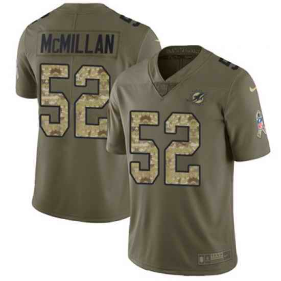 Youth Nike Dolphins #52 Raekwon McMillan Olive Camo Stitched NFL Limited 2017 Salute to Service Jersey